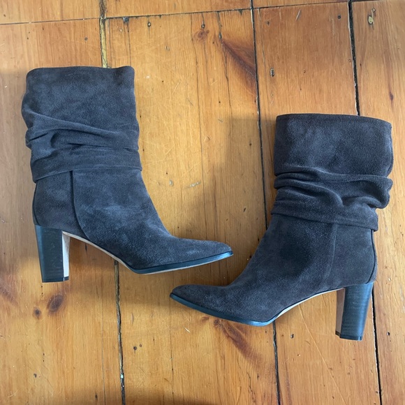 Manolo Blahnik ruched mid calf suede boots - Picture 2 of 3